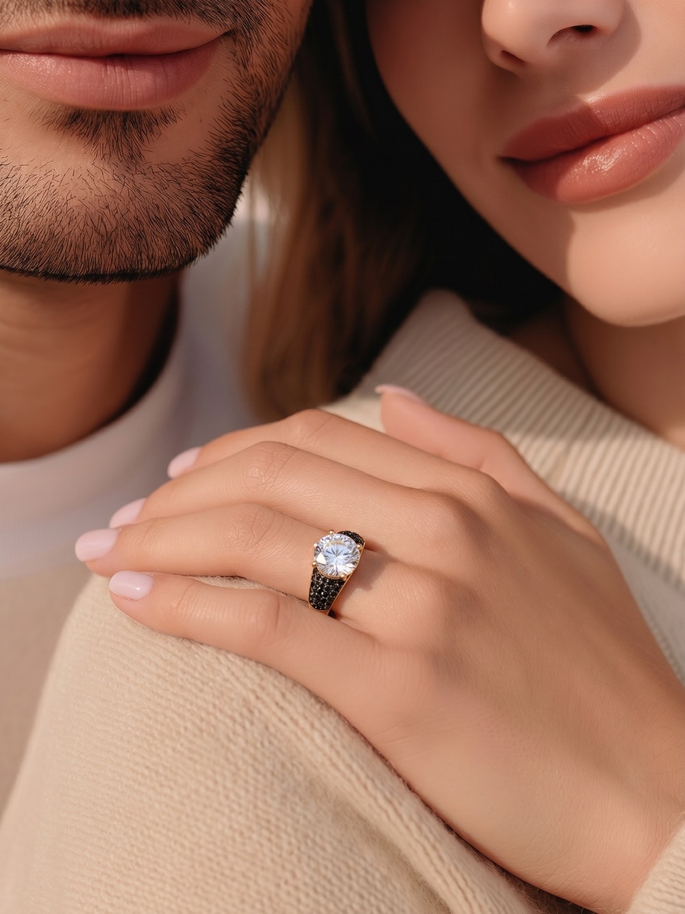 Elegant Gold Engagement Ring with Clear Center Stone
